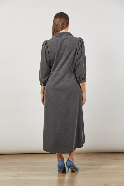 Back view of Ladies Urban Maxi Dress in Ash Grey from Isle of Mine 3/4 sleeves.