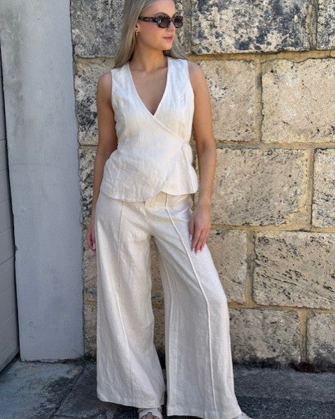 Camillia Front Seamed Linen Pants