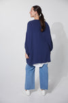 ladies long skye cotton oversized fit jacket in Midnight blue