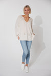 shirred, tasseled lauder blouse top with balloon sleeves from haven