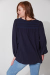 haven midnight blue lauder blouse top with long sleeves