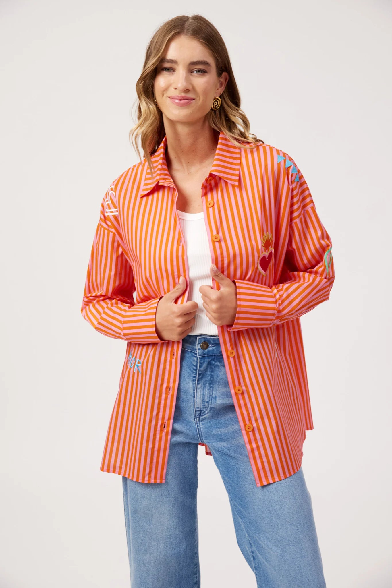 Mykonos Embroidered Stripe Shirt
