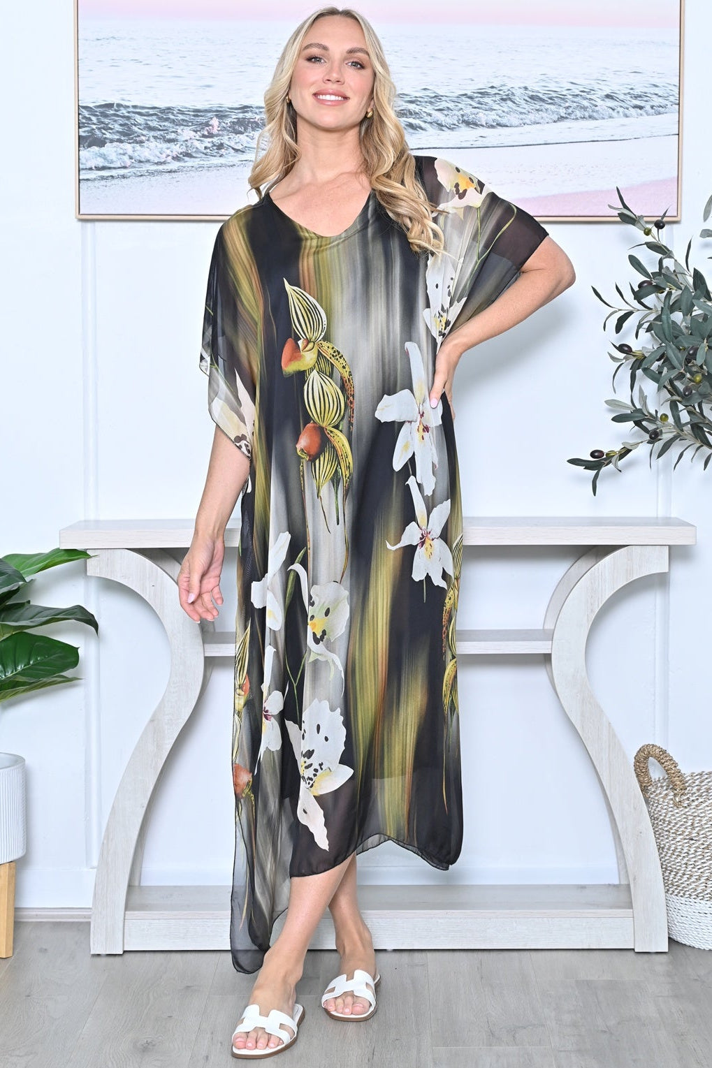 Floral Silk Maxi Dress