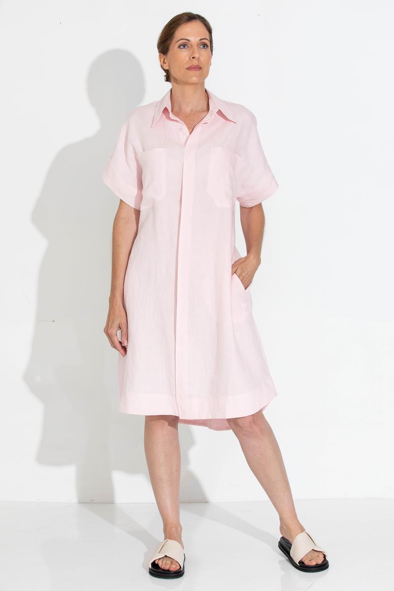 Amelia Shirt Dress in Pink Lake