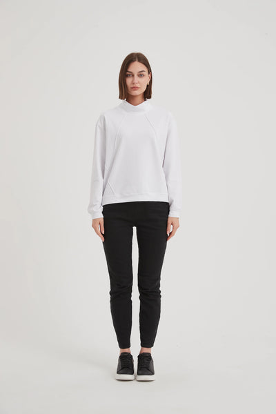 White TIrelli Seam Detail Jumper Sweater for Ladies