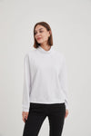 women's white jumper with seam detailing long sleeves