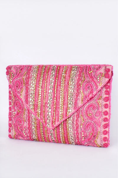 Beaded Front Flap Over Clutch