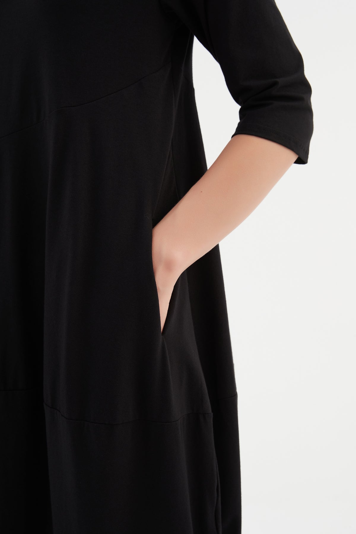 V-Neck Diagonal Seam Dress