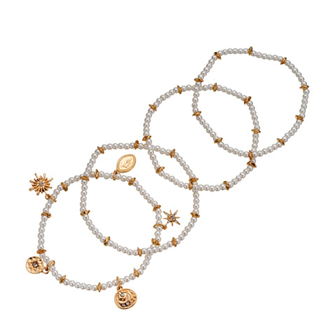 Beaded Charm Bracelets – Set of 4