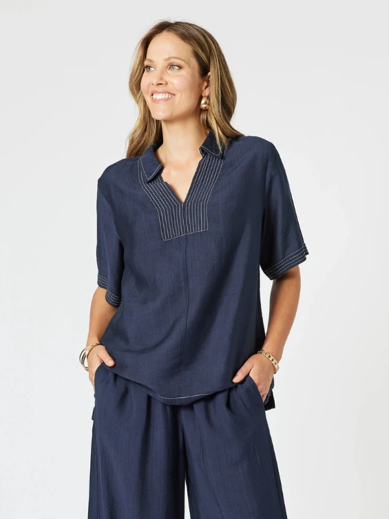 Top Stitch Detail Top