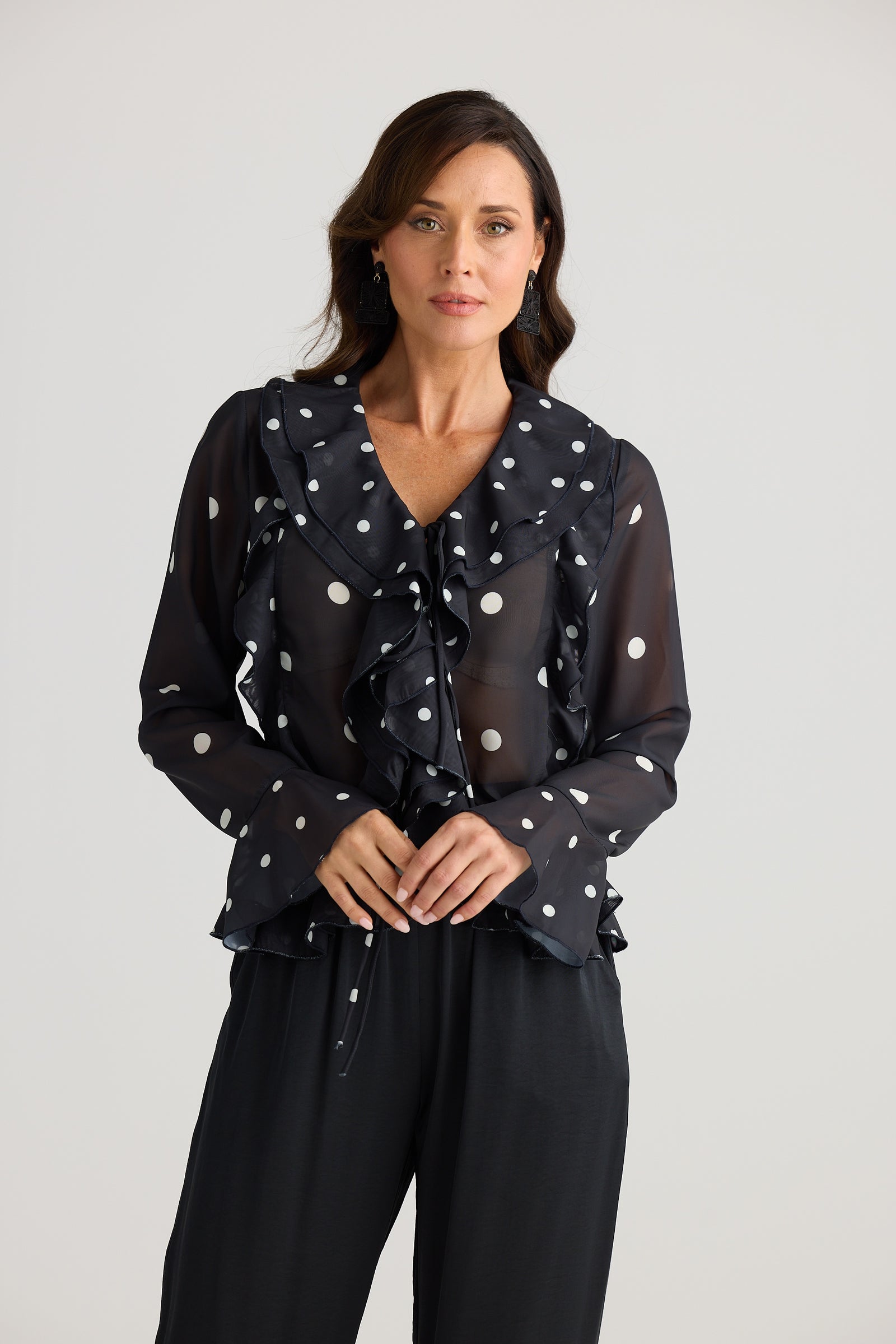 Harper Top – Black with White Spots