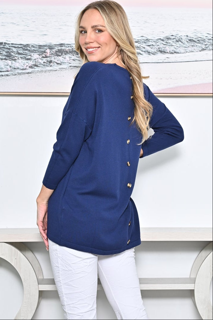 Buttoned Back Knit Top