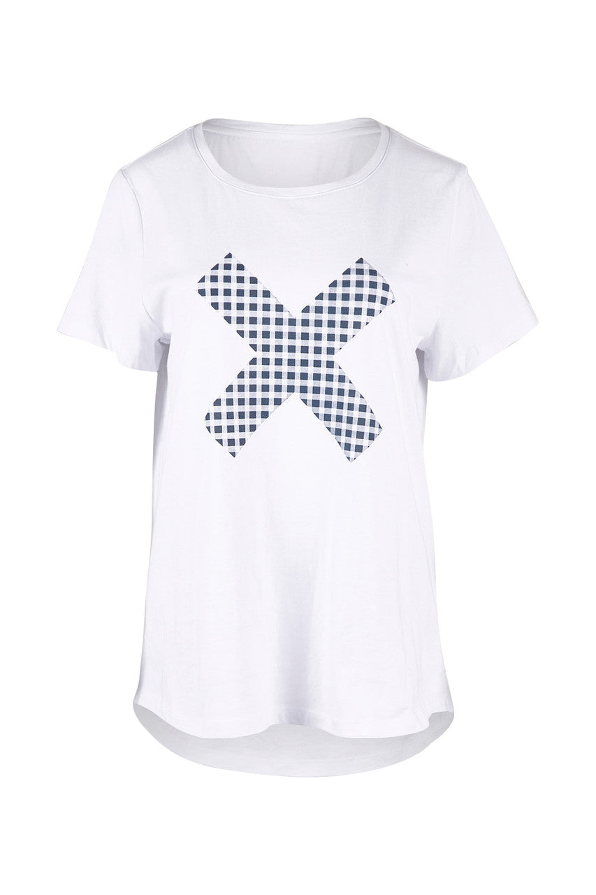 Checked Cross Tee