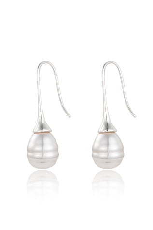 Lotus Pearl Drop Earrings - Set of Two