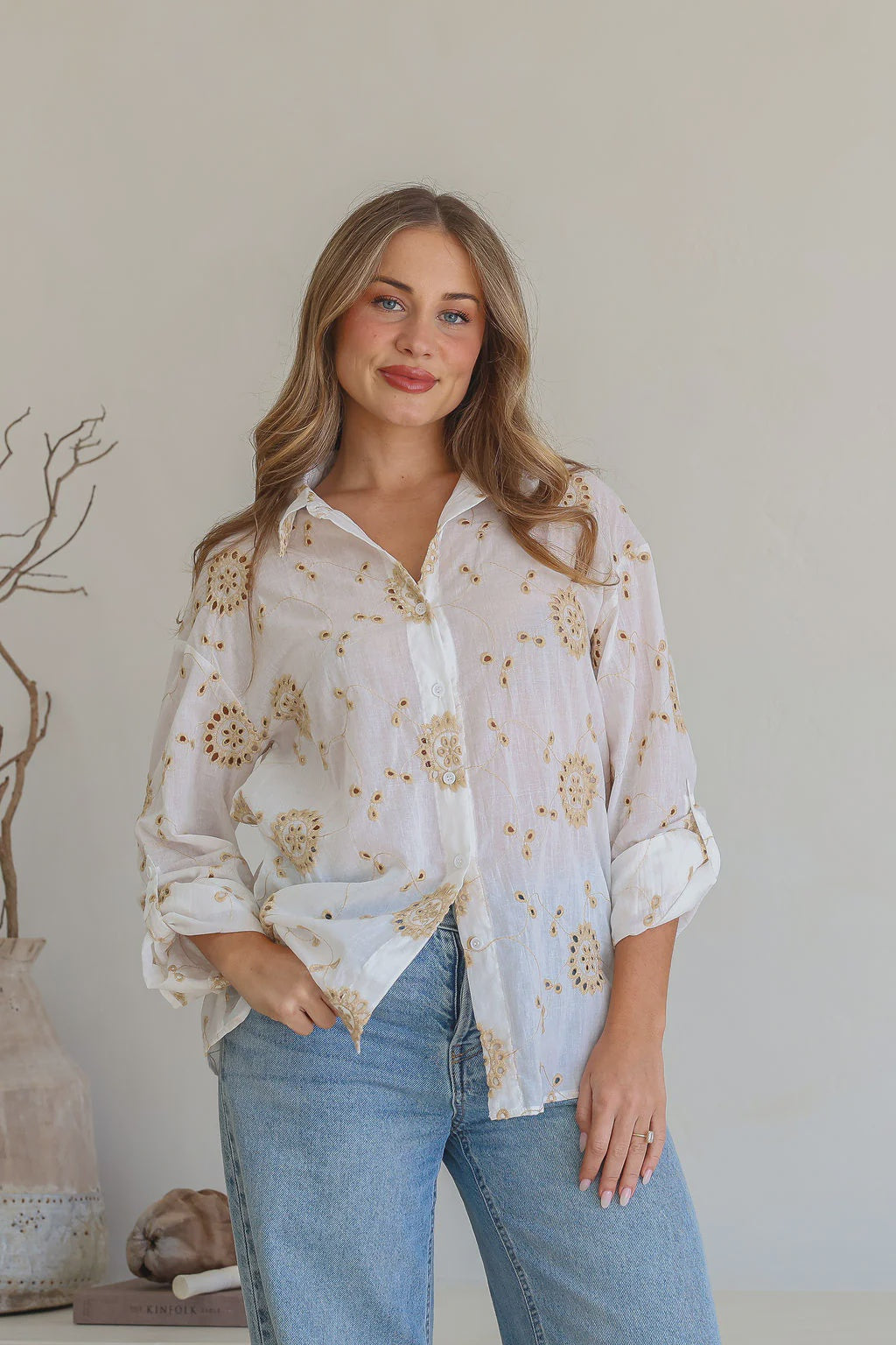 Cotton Crochet Button Shirt