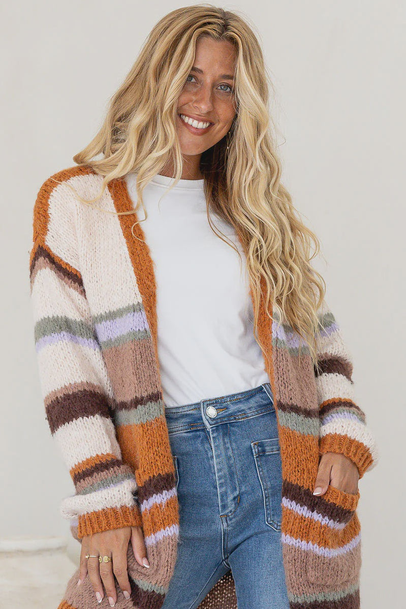 Stripe Loose Knit Cardigan