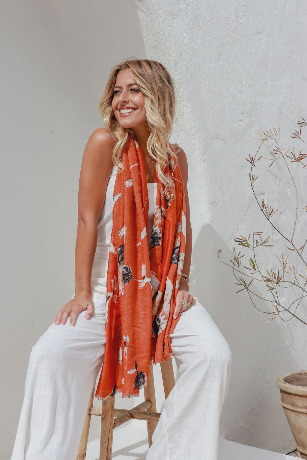 Floral Tassle Scarf