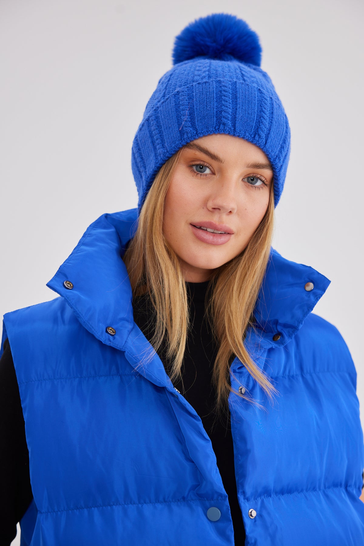 Cobalt blue Barossa Knit Beanie by Holiday with pom Pom