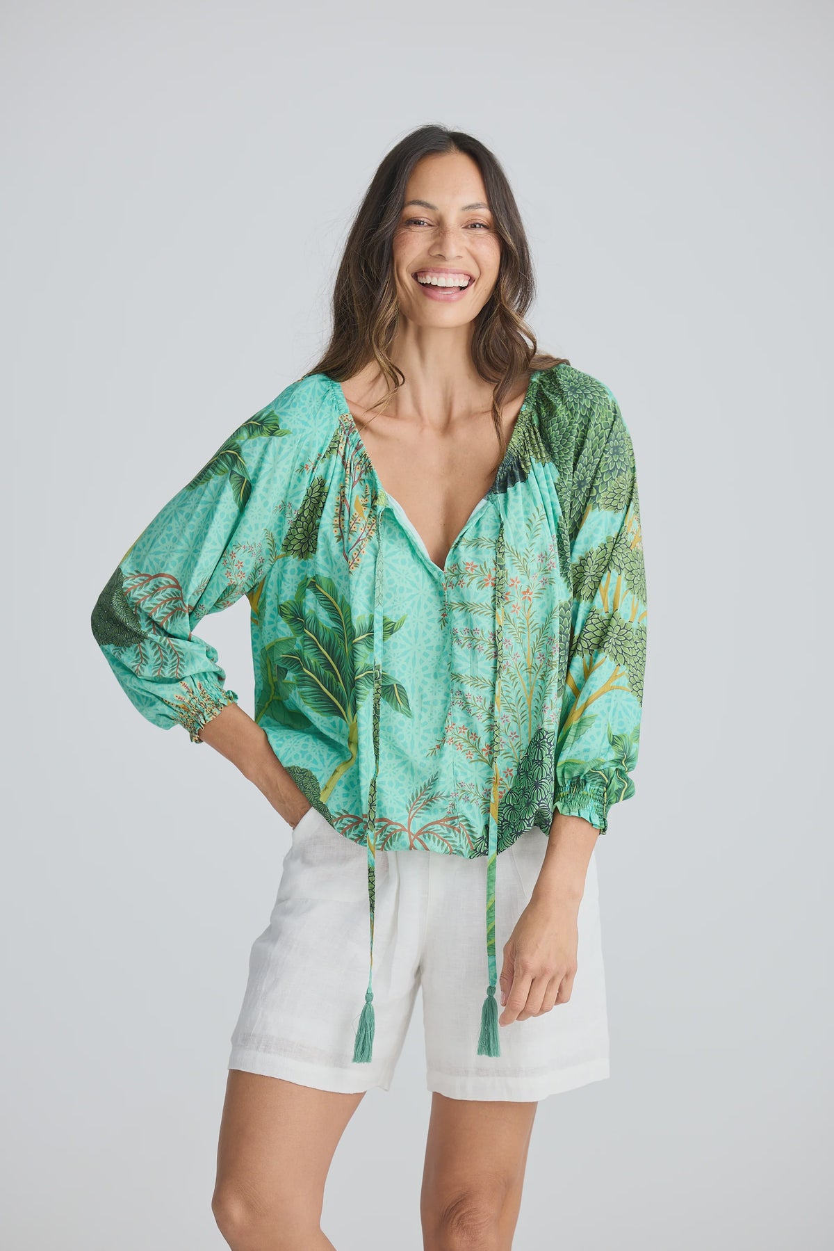 Seaside Top - Rainforest Print