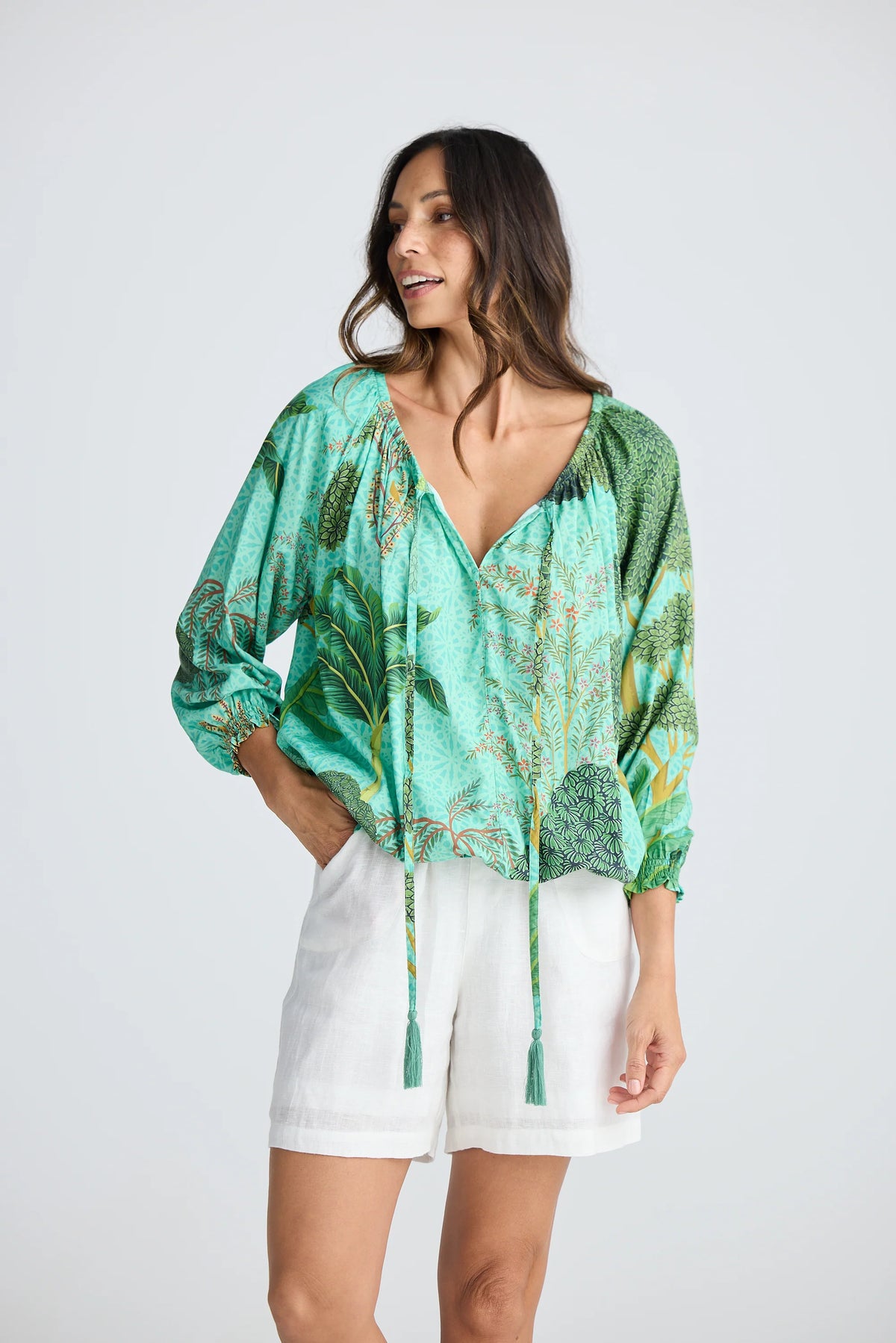 Seaside Top - Rainforest Print