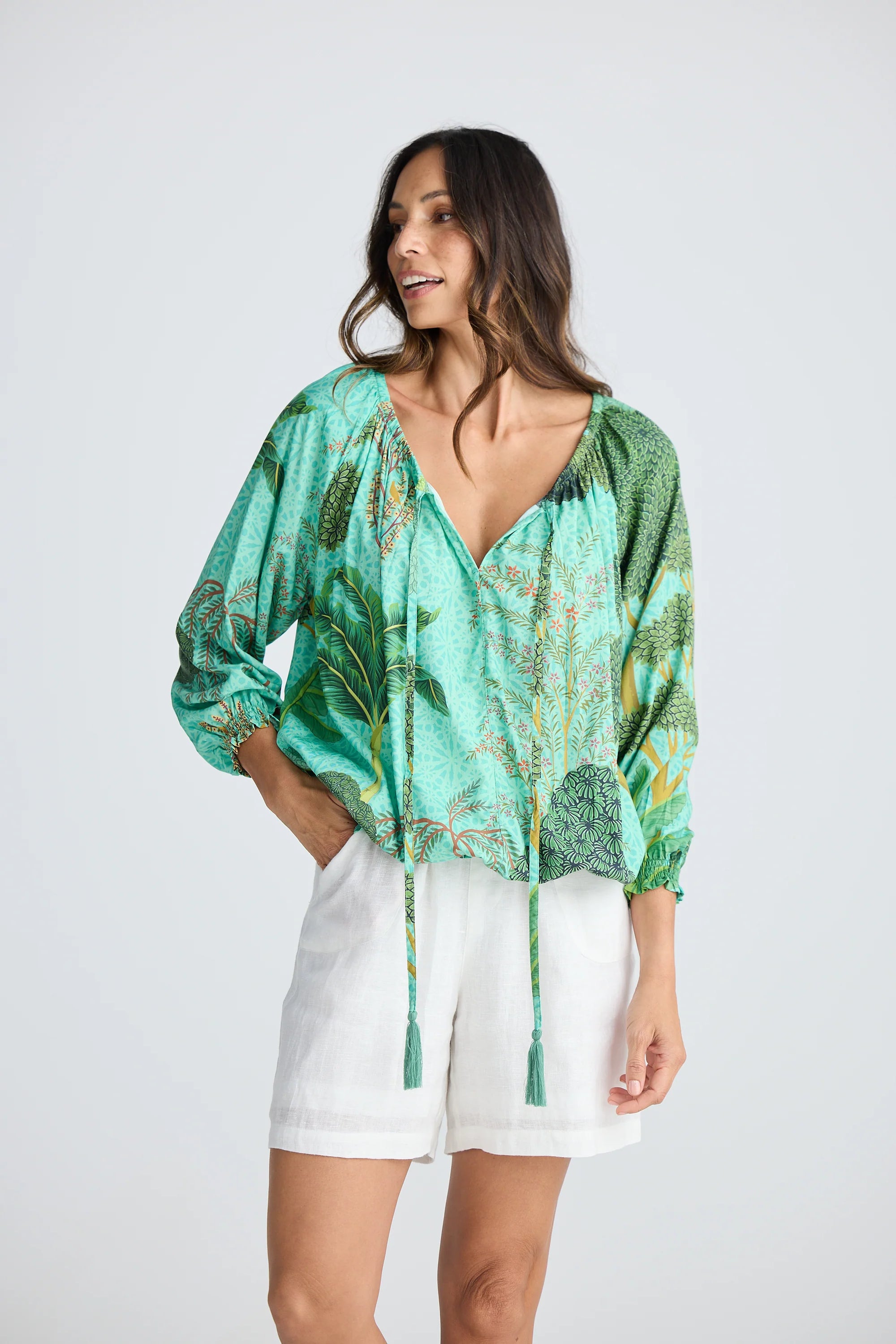 Seaside Top - Rainforest Print