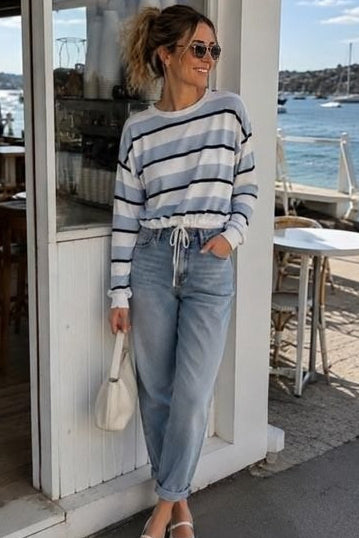 Striped Hailey Drawstring Top