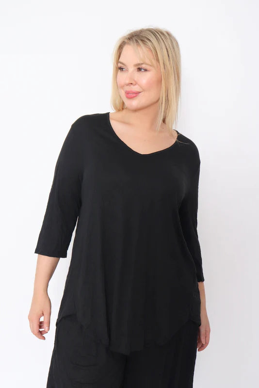 Crinkle Cotton Long Sleeve Top