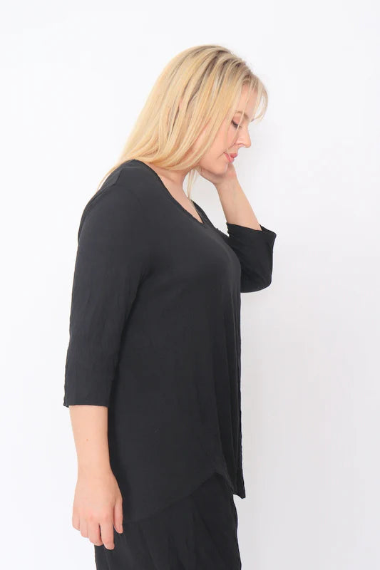 Crinkle Cotton Long Sleeve Top