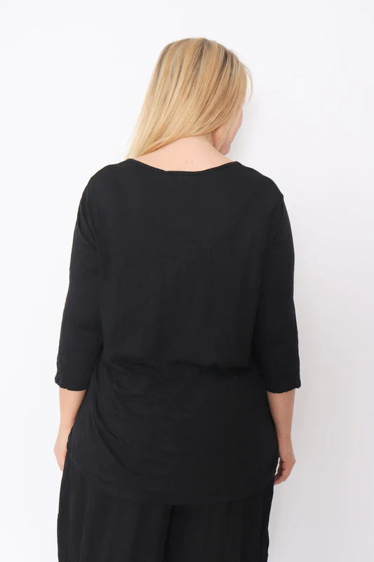 Crinkle Cotton Long Sleeve Top