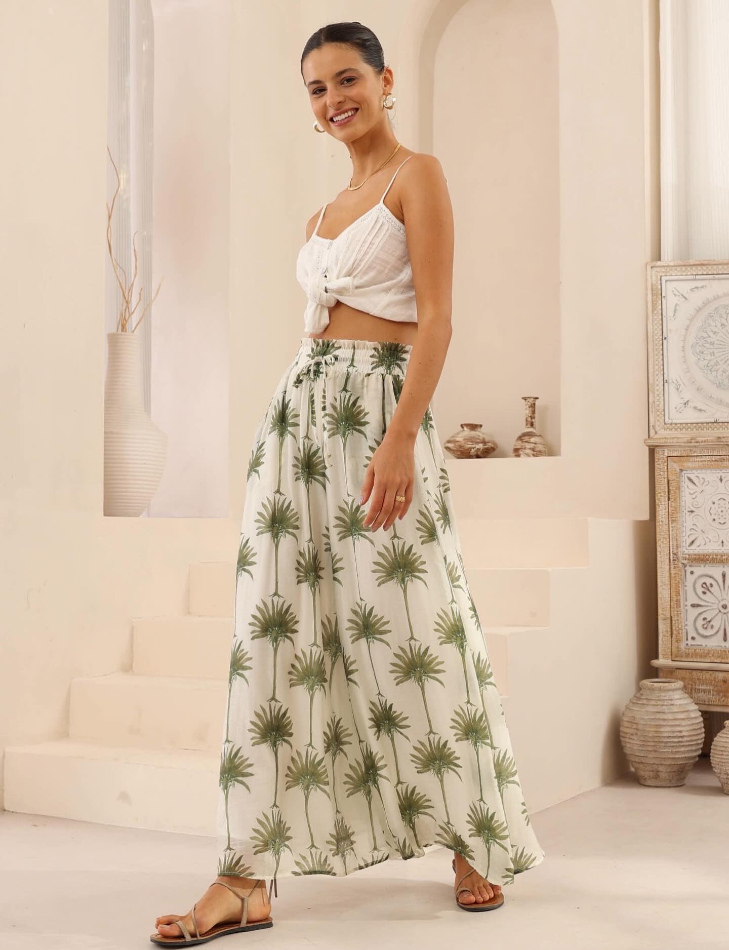 Wide Leg Palm Pants