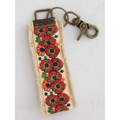 Embroidered Key Ring Wristlet