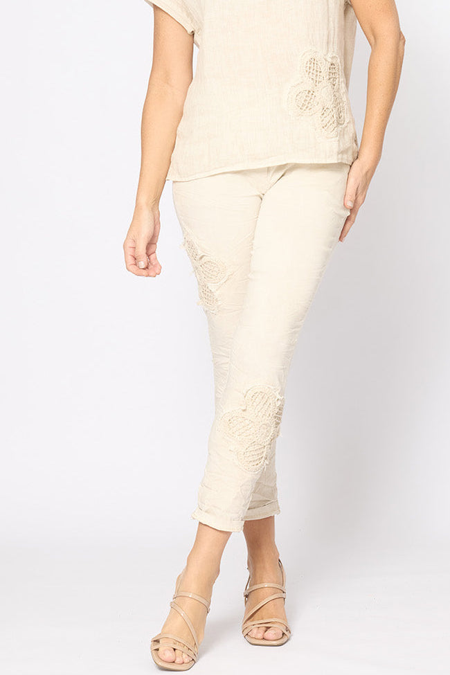 Applique Flower Pants