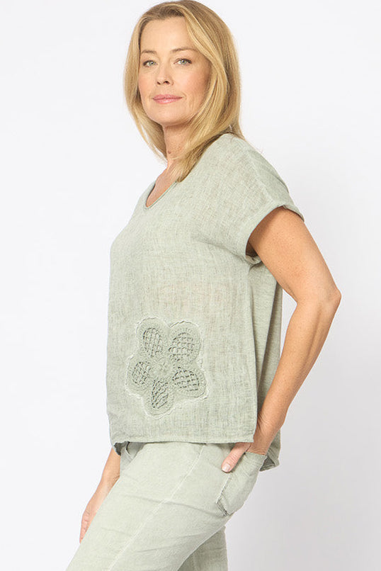 Flower V-Neck Top