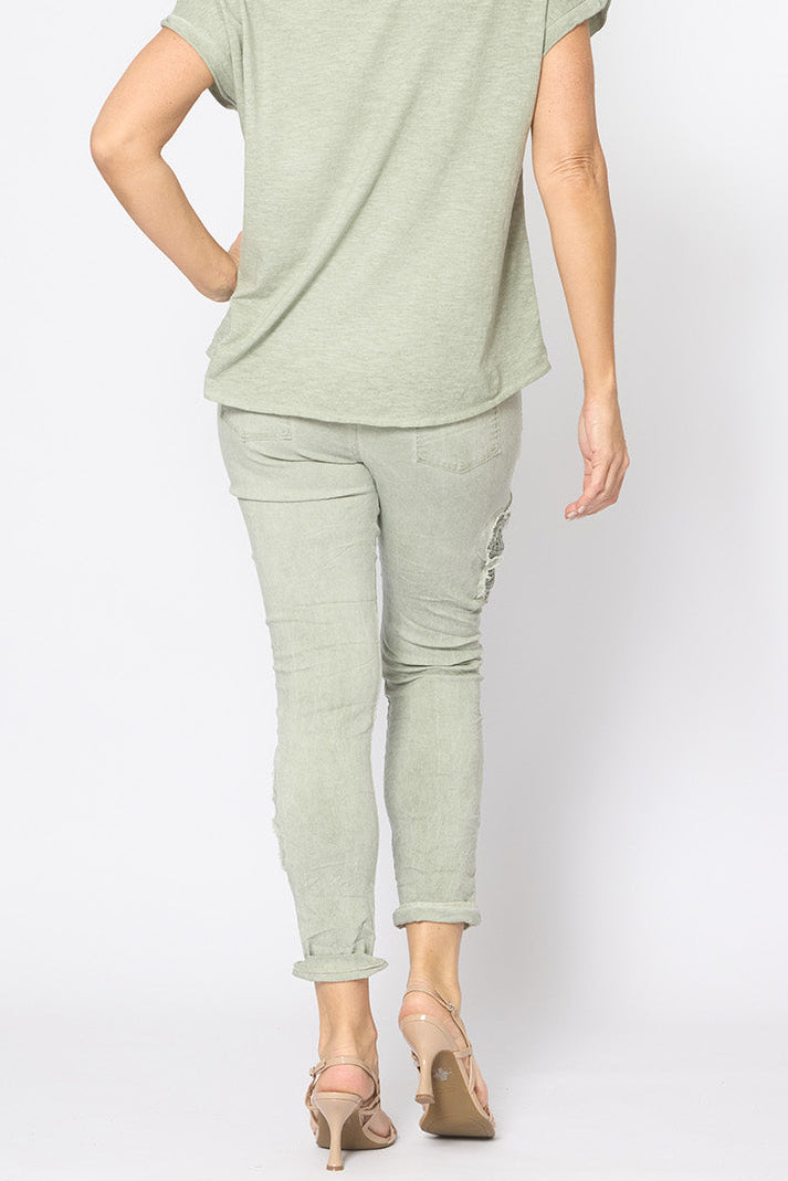 Applique Flower Pants