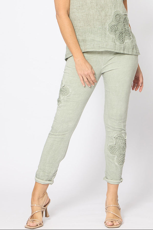 Applique Flower Pants