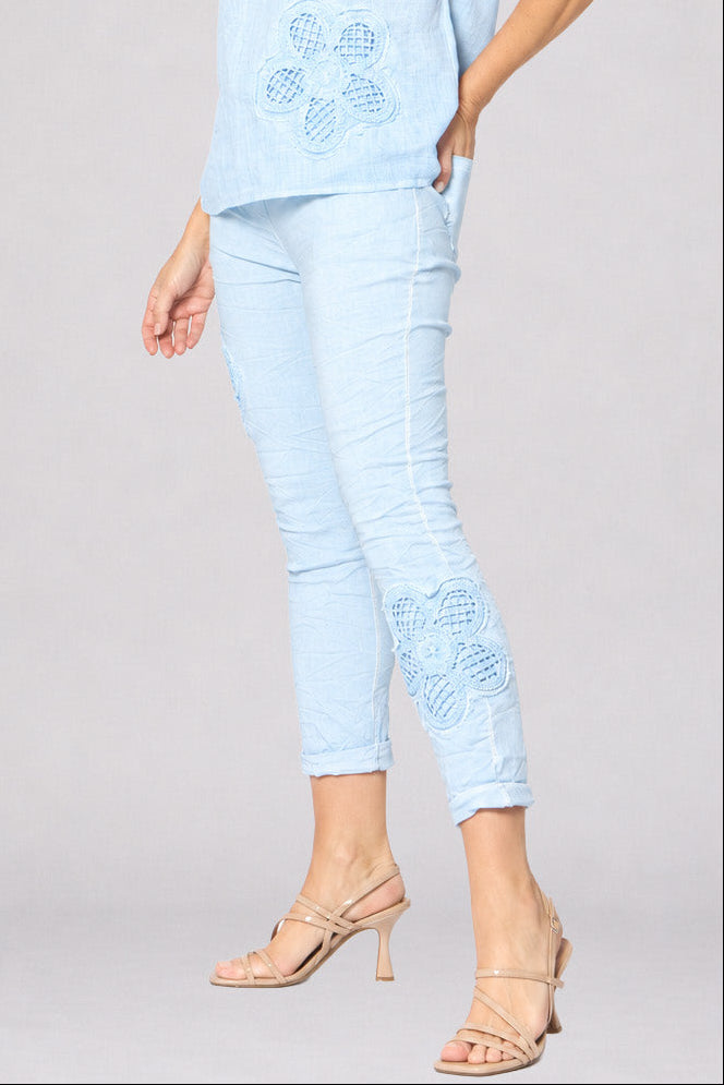 Applique Flower Pants