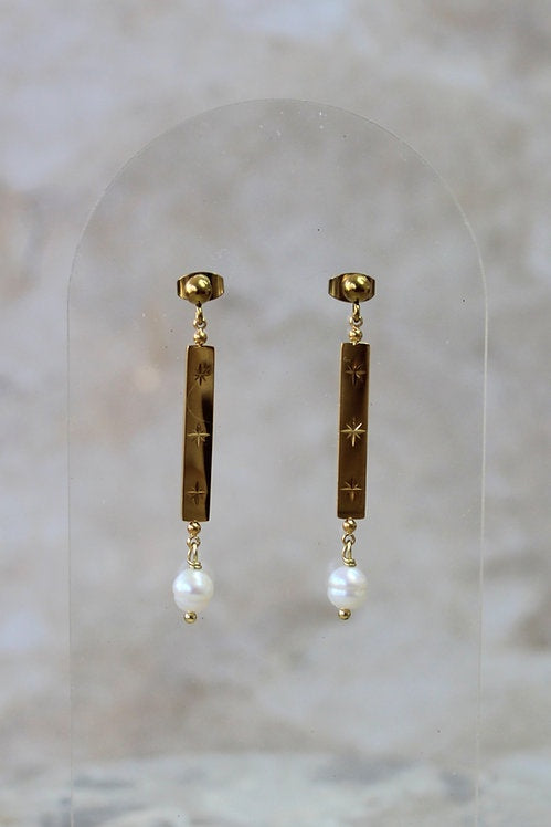 Mini Ball Studs with Deco Star Bar Earrings