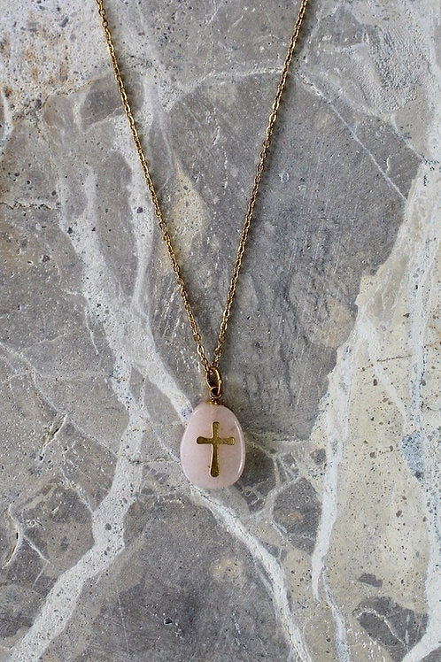 Stone Cross Pendant Necklace