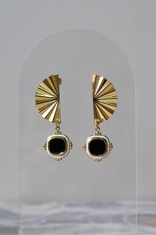 Rome Square Drop Stud Earrings