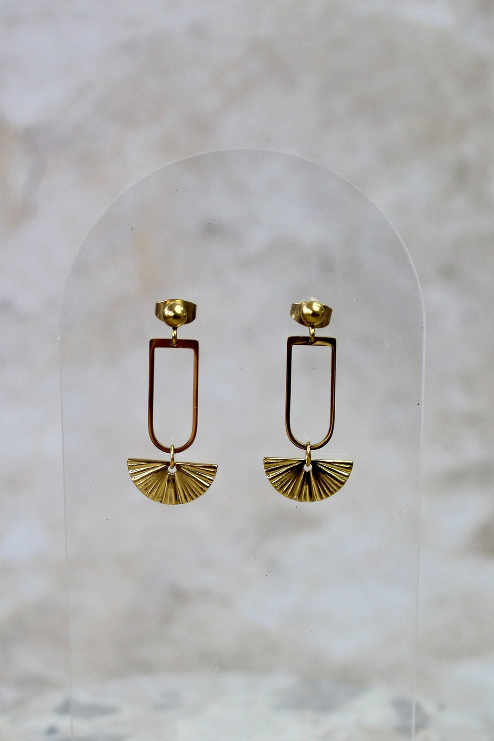 Mini Ball Studs with Drop Charm Earrings