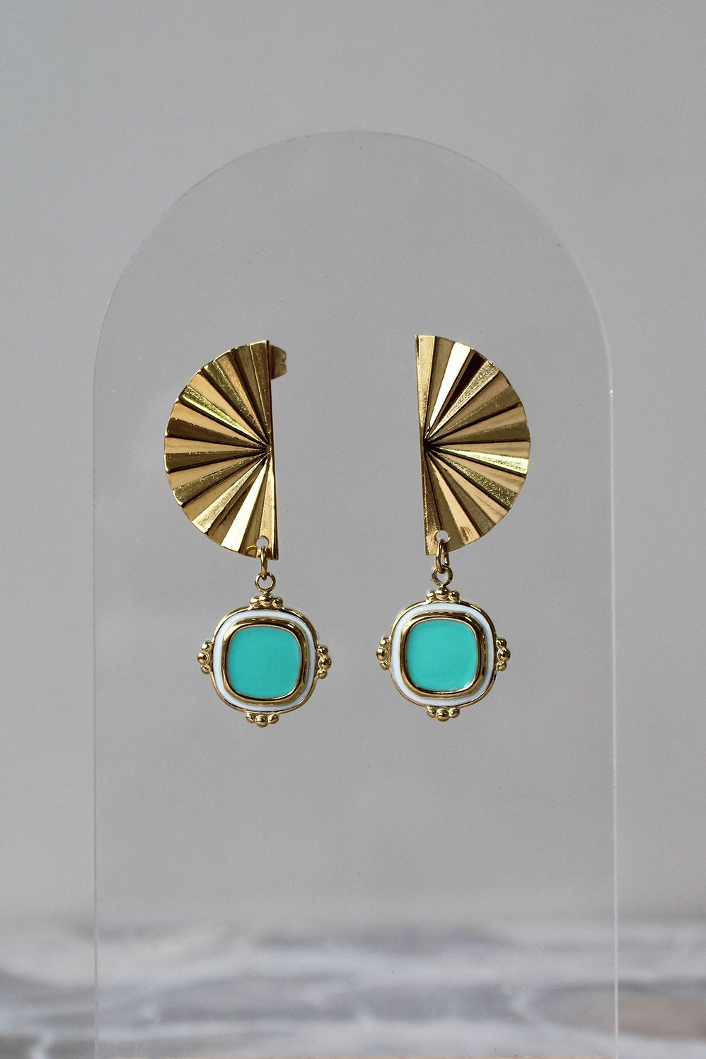 Rome Square Drop Stud Earrings