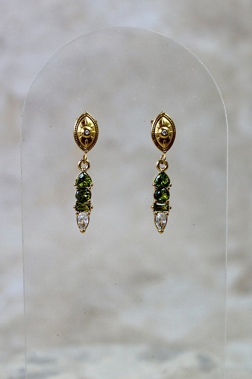Eye Cluster Stone Drop Earrings