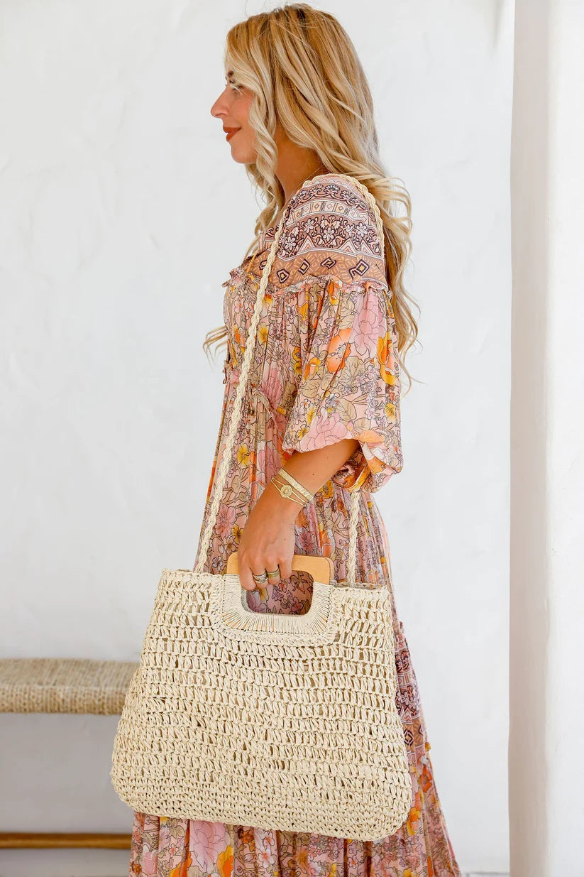 Woven Tote with Long Strap