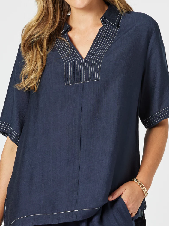 Top Stitch Detail Top