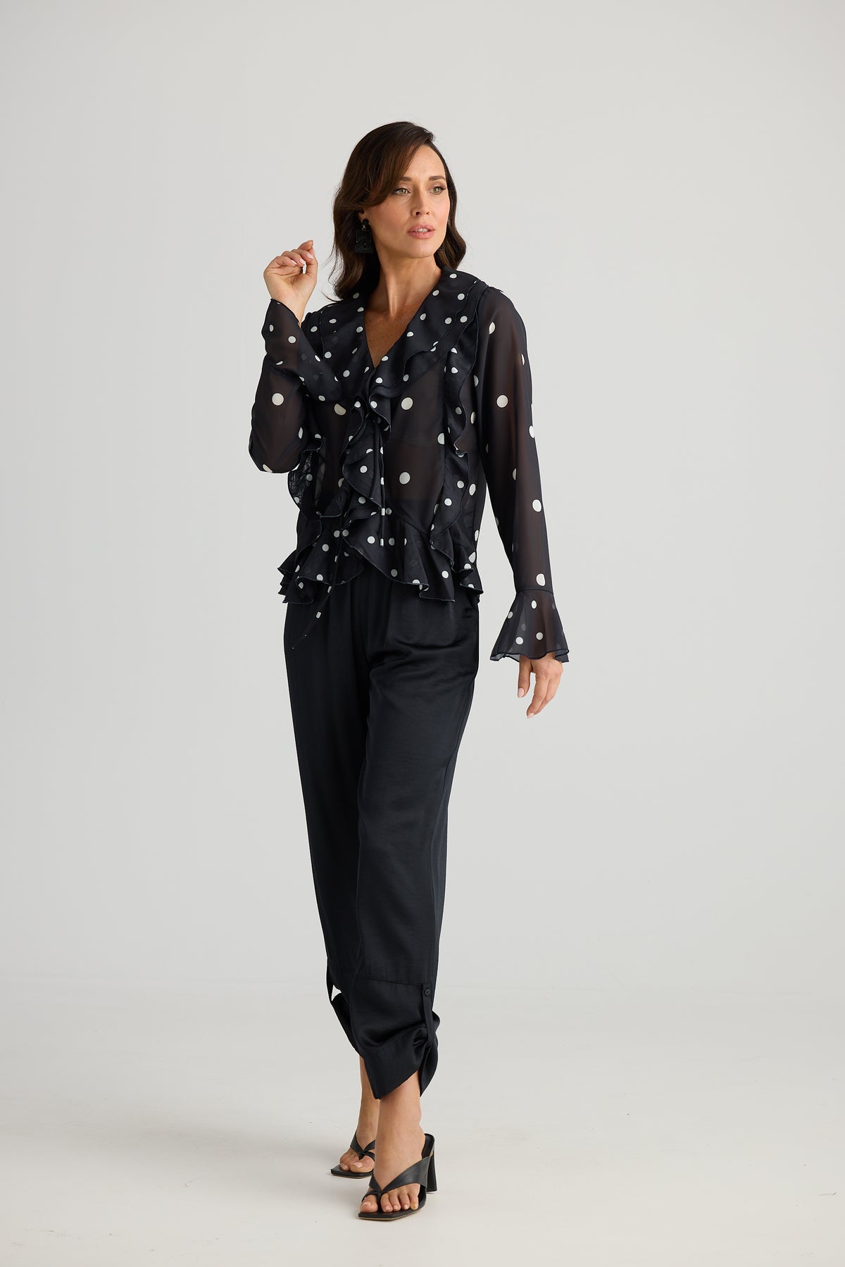 Harper Top – Black with White Spots