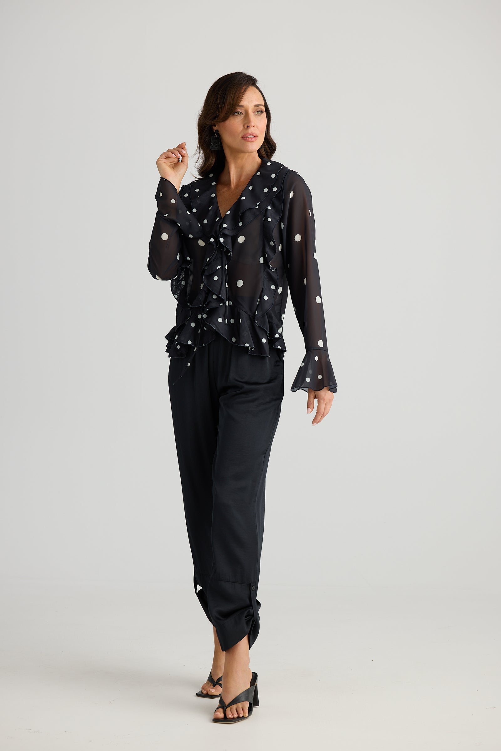 Harper Top – Black with White Spots