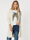 Ella Long Line Knit Cardigan in Natural / White