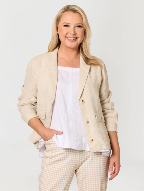 Danielle Cropped Linen Blazer