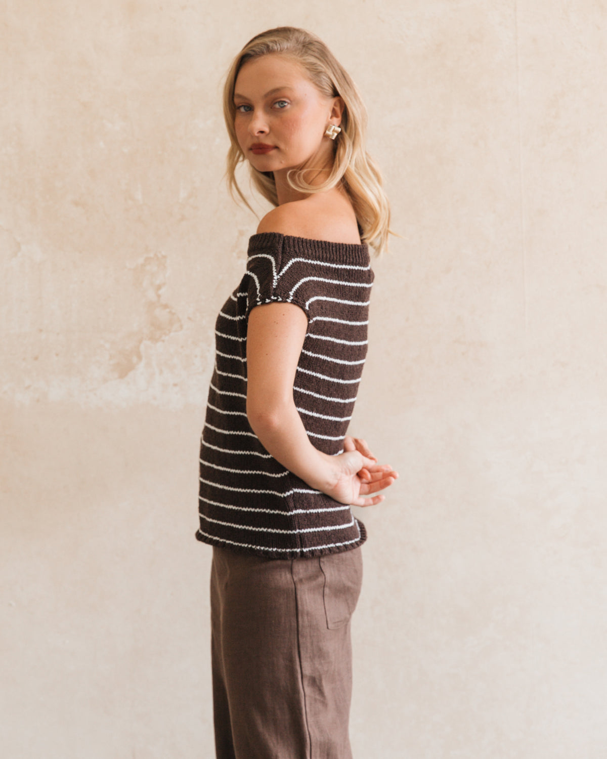 One Shoulder Boucle Knit Top