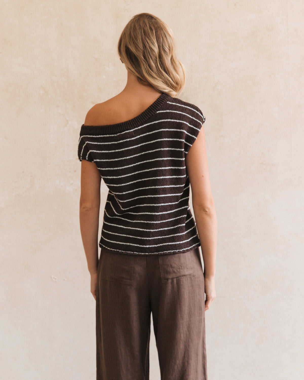 One Shoulder Boucle Knit Top